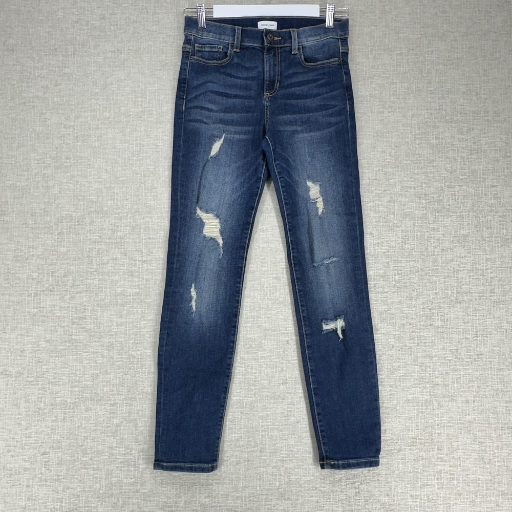 Sneak Peek Jeans Juniors 1 Blue Medium Wash Distressed‎ Skinny Mid Rise Denim
